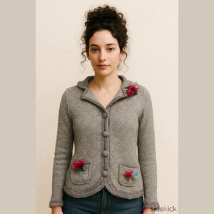 Etincelle Couture Gray Wool Blend Cardigan - T2